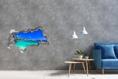 Diera 3D v stene nálepka Beach seychely
