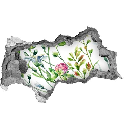 Nálepka 3D diera na stenu Divokých kvetín
