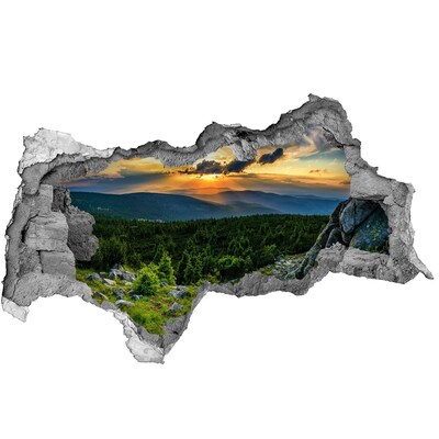 Diera 3D v stene nálepka Horské panorama