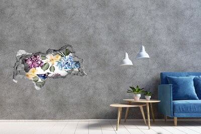 Nálepka 3D diera na stenu Kvetín a vtákov