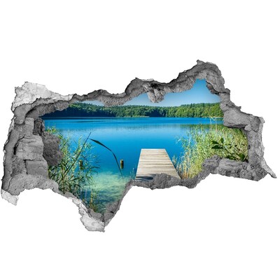 Diera 3D v stene nálepka Mólo na jazere