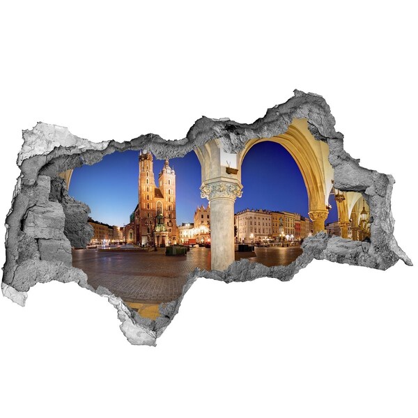 Fototapeta diera na stenu Hlavné trhové námestie v Krakove v noci