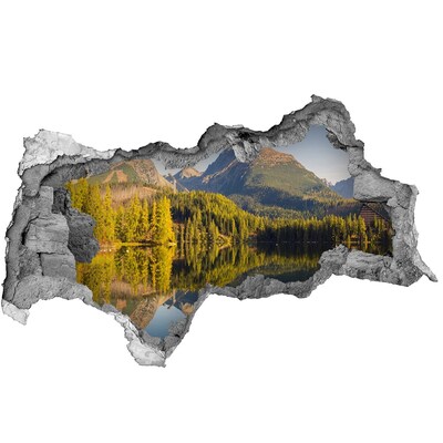 Diera 3D v stene nálepka Panorama tatry