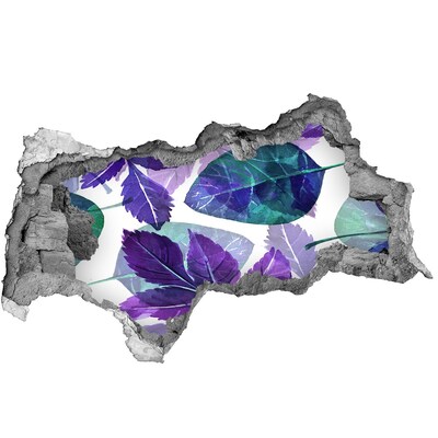 Nálepka 3D diera na stenu Zelené listy v diere v stene