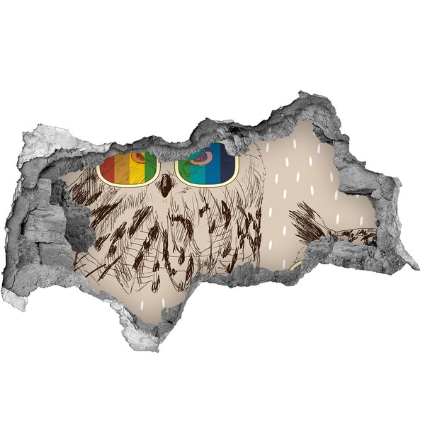 Diera 3D fototapeta nálepka Soví oko v diere v stene