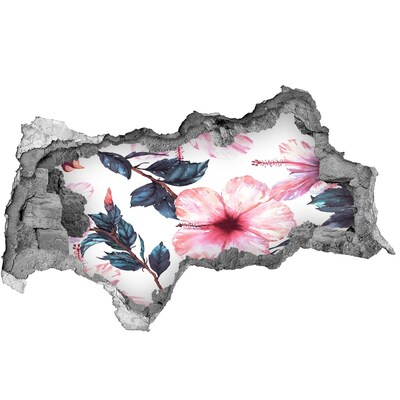 Nálepka 3D diera na stenu Kvety ibišteka