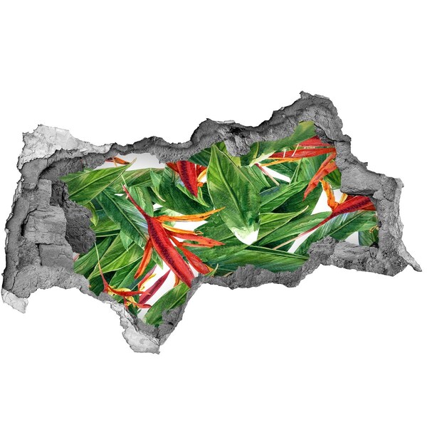 Nálepka 3D diera na stenu Tropický raj za múrom