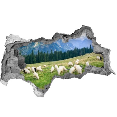 Diera 3D v stene nálepka Ovce v tatrách