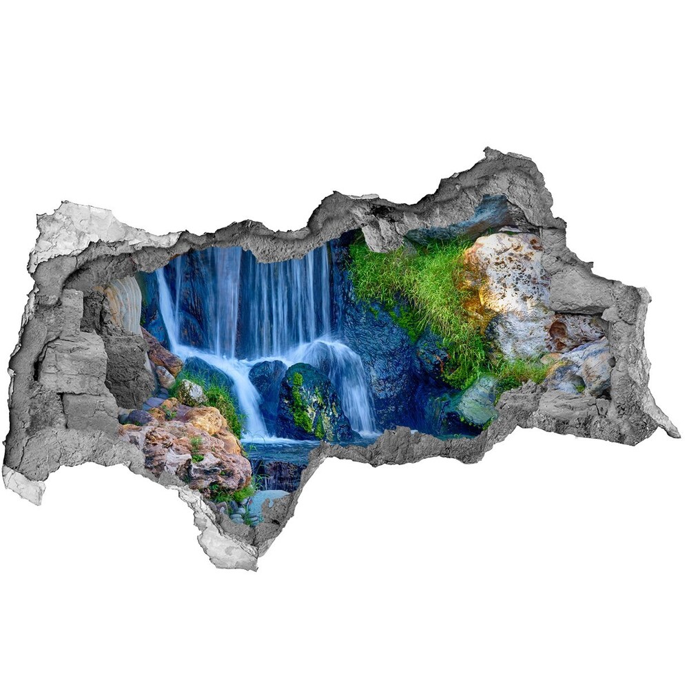 Diera 3D v stene nálepka Tehla vodopád