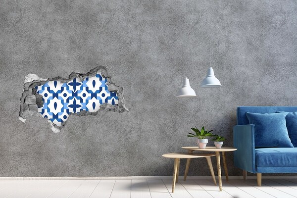 Fototapeta diera na stenu Modré vzory na stene