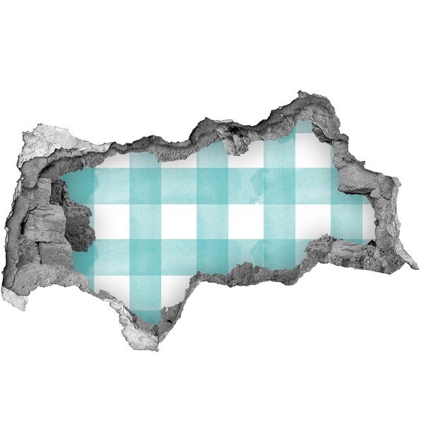 Fototapeta diera na stenu Poškodená stena s modrou mriežkou