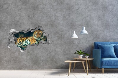 Diera 3D fototapeta nálepka Tiger v diere v stene