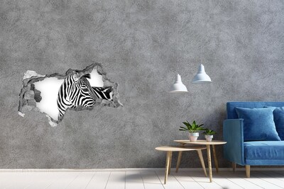 Diera 3D fototapeta nálepka Zebra v diere v stene