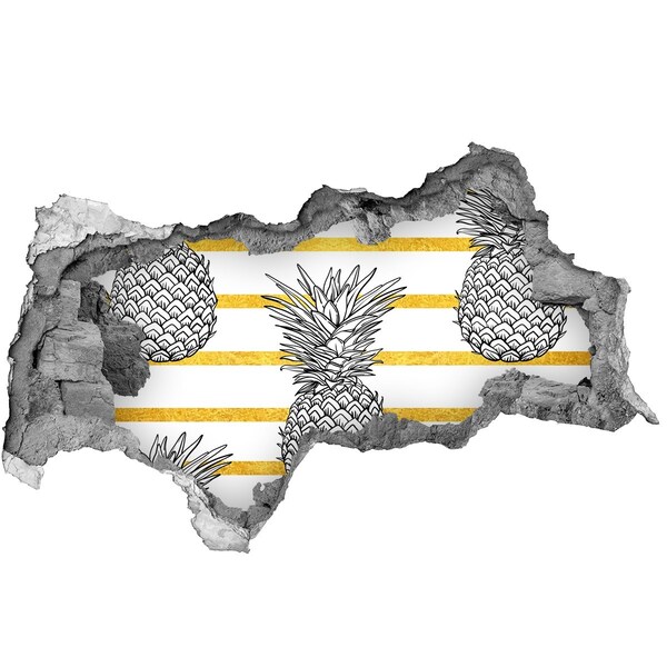 Samolepiaca nálepka betón Ananás na pozadí zlatých pruhov