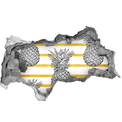 Samolepiaca nálepka betón Ananás na pozadí zlatých pruhov