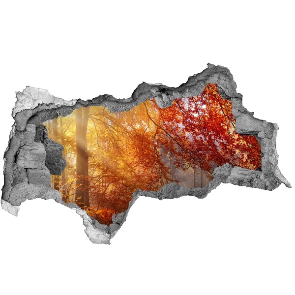 Diera 3D v stene nálepka Zlatá jeseň v lese