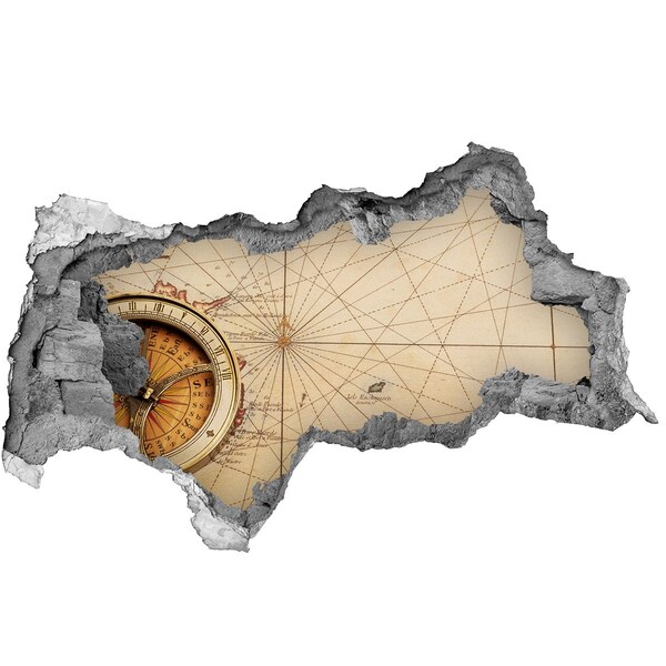 Samolepiaca diera na stenu Kompas na mape
