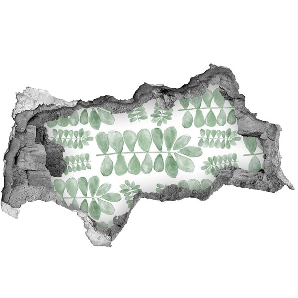 Nálepka 3D diera na stenu Zelené listy v diere v stene