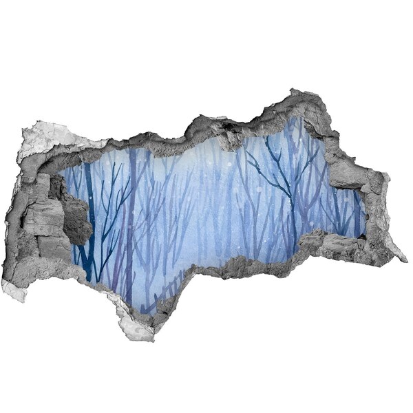 Diera 3D v stene nálepka Zimná krajina cez dieru v stene