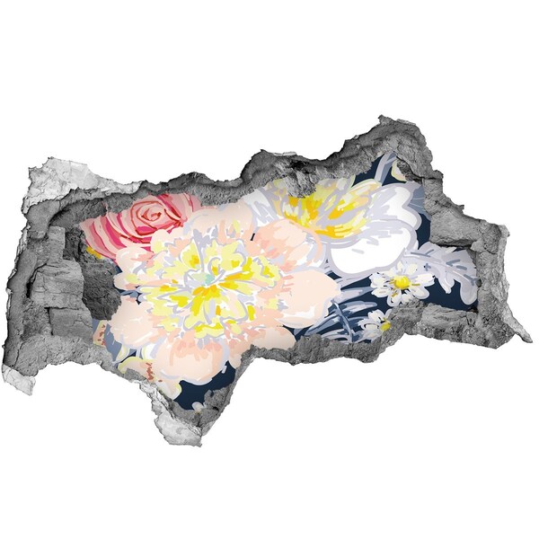 Nálepka 3D diera na stenu Kvetinová záhrada za múrom