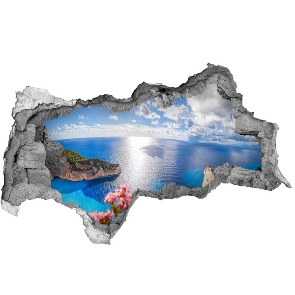 Diera 3D v stene nálepka Výhľad z útesu nad morom