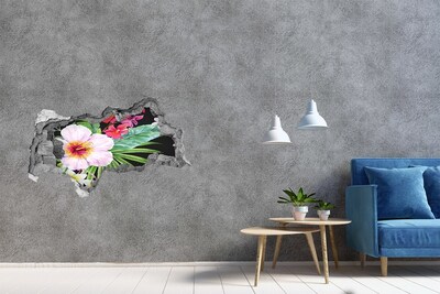 Nálepka 3D diera na stenu Havajské kvety
