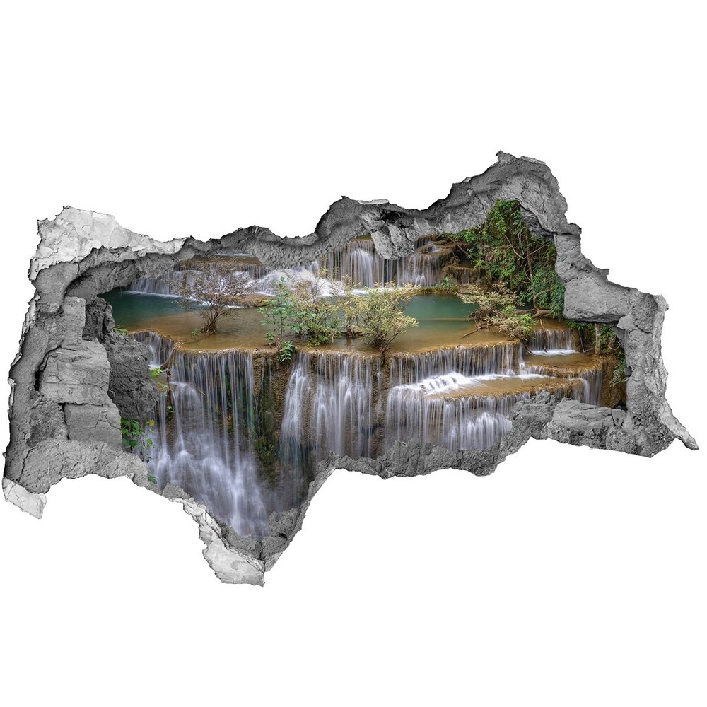 Diera 3D v stene nálepka Vodopád v lese