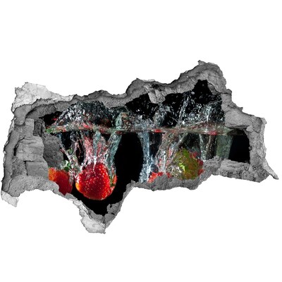 Nálepka 3D diera na stenu Jahody pod vodou