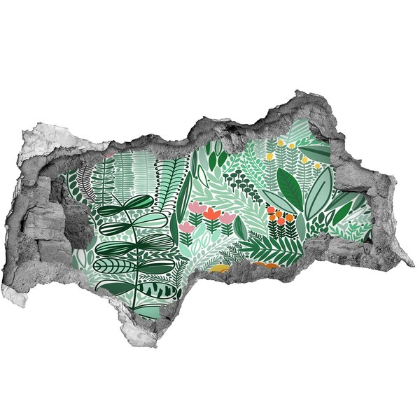 Nálepka 3D diera na stenu Kvetinová záhrada Diera v stene