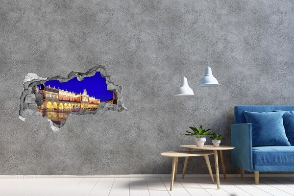 Fototapeta diera na stenu 3D Hlavné trhové námestie v Krakove v noci