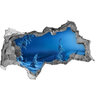 Diera 3D v stene nálepka Zimná krajina v horách