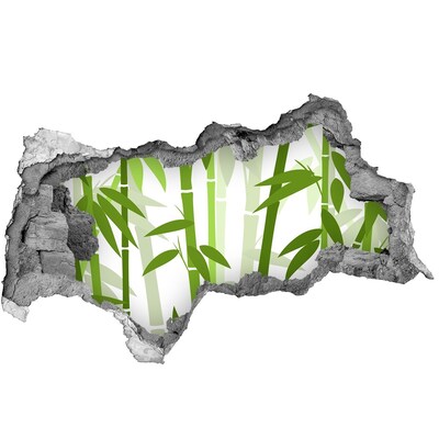 Nálepka 3D diera na stenu samolepiaca Bambus v diere v stene