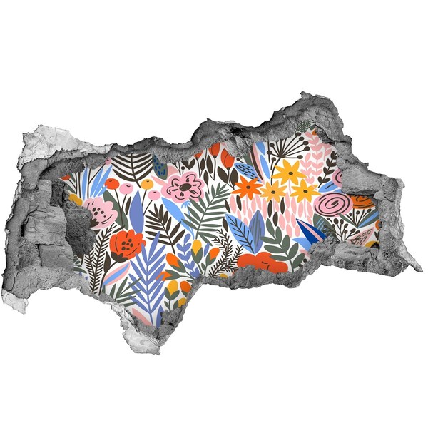 Nálepka 3D diera na stenu Kvetinová nástenná maľba cez dieru v stene