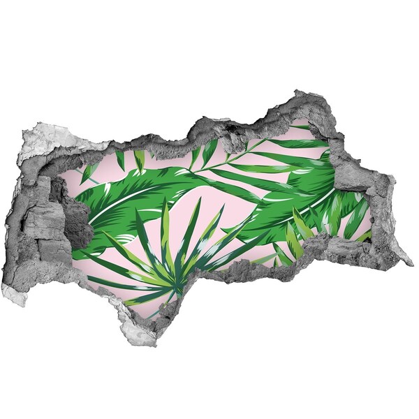 Nálepka 3D diera betón Tropické listy