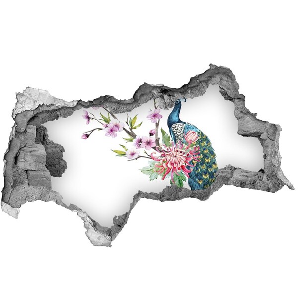 Diera 3D fototapeta na stenu Páv medzi kvetmi