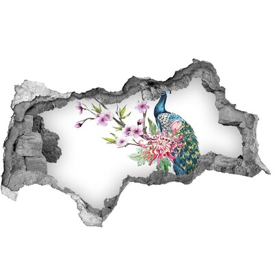 Diera 3D fototapeta na stenu Páv medzi kvetmi