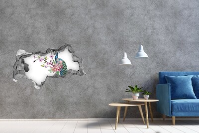 Diera 3D fototapeta na stenu Peacock a kvety