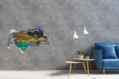 Diera 3D v stene nálepka Vodné bungalovy