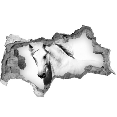 Fototapeta diera na stenu Biely kôň v diere v stene