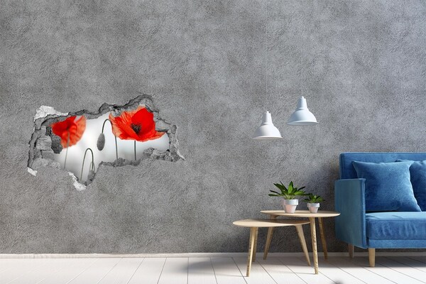 Samolepiaca nálepka na stenu fototapeta Kvety v diere v stene