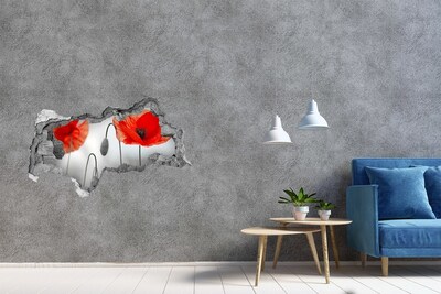 Samolepiaca nálepka na stenu fototapeta Kvety v diere v stene