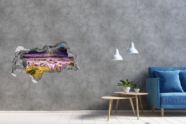 Diera 3D v stene nálepka Kvetinové pole na slnku