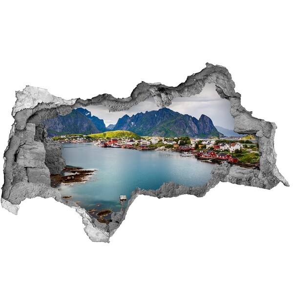 Diera 3D v stene nálepka Lofoten v nórsku