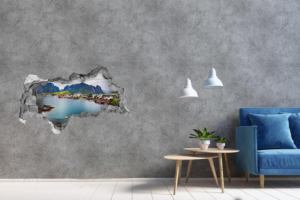 Diera 3D v stene nálepka Lofoten v nórsku