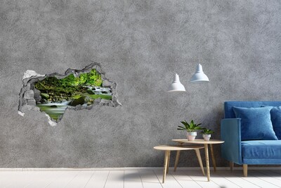 Diera 3D v stene nálepka Vodopád v tropickom lese