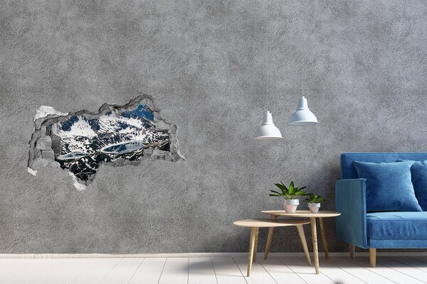 Diera 3D v stene nálepka Horské jazero v Alpách