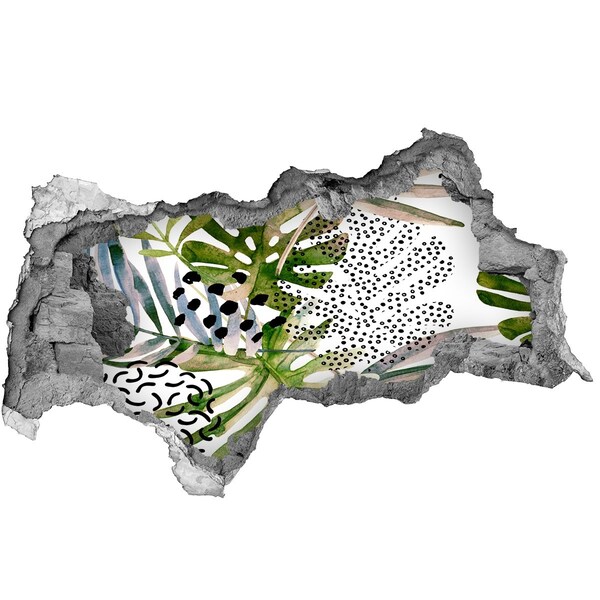 Nálepka 3D diera na stenu Tropická záhrada s dierou v stene