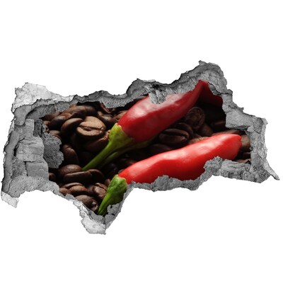 Nálepka 3D diera na stenu Pikantná chuť kávy a čili