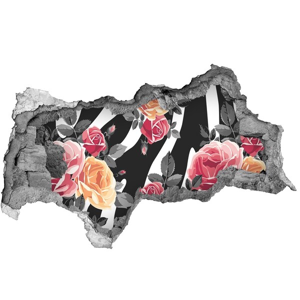 Nálepka 3D diera na stenu Kvetinová fotografia z betónu