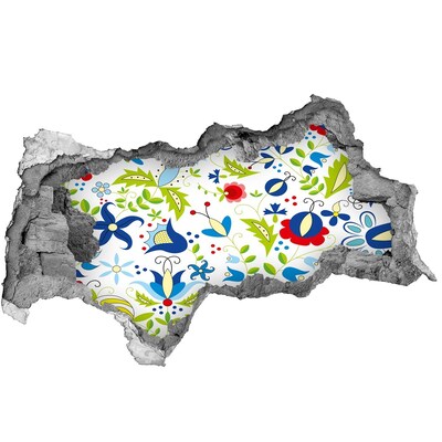 Nálepka 3D diera na stenu Kvetinový vzor na betónovom pozadí